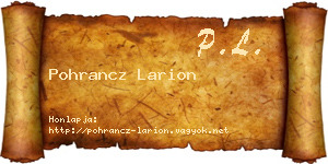 Pohrancz Larion névjegykártya